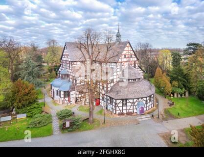 Luftaufnahme der Friedenskirche in Swidnica, Niederschlesien, Polen Stockfoto