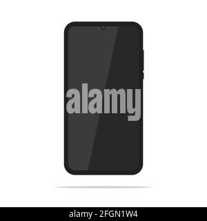 Schwarzes Mobiltelefon isoliert auf weißem Hintergrund Vektorgrafik. Smartphone flache Design-Version Stock Vektor