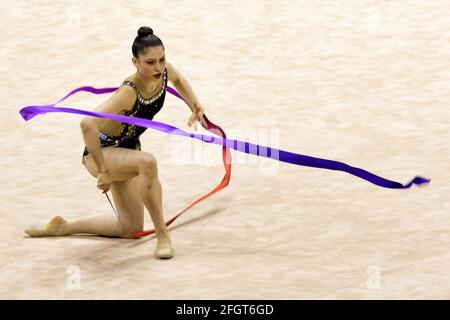 Turin, Italien. April 2021. Baldassarri Milena (Ginnastica Fabriano) während der italienischen Rythmic Gymnastics 2021 Finale sechs, Gymnastik in Turin, Italien, April 24 2021 Quelle: Independent Photo Agency/Alamy Live News Stockfoto