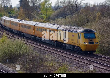 Der Network Rail Measuring Train näherte sich der North Stafford Junction und kehrte zurück In Derby, Großbritannien, zu Hause Stockfoto