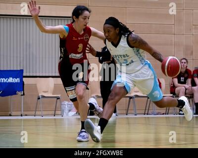 Düsseldorf, Deutschland. 24. Apr, 2021. Während des Toyota 2. Basketball-Bundesliga Nord zwischen Capitol Bascats Düsseldorf und Rheinland Lions in der Wekita Sportarena in Düsseldorf Credit: SPP Sport Press Foto. /Alamy Live News Stockfoto