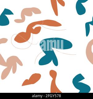 Moderne abstrakte nahtlose Muster Hintergrund mit Splash und organischen Formen in Erdtönen. Vektor für Textil, Druck, Tapete, Geschenkpapier Stock Vektor