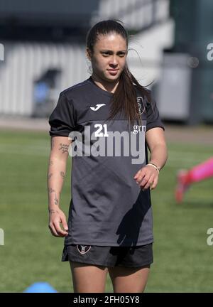 Edinburgh, Großbritannien. April 2021. Priscila Chinchilla aus Glasgow City vor dem Spiel der Scottish Women's Premier League 1 in Oriam in Edinburgh, Schottland. Kredit: SPP Sport Pressefoto. /Alamy Live News Stockfoto