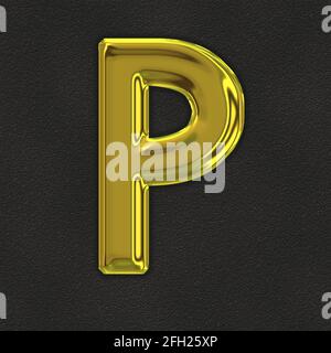 Quadratische Grafik mit dem goldenen Großbuchstaben P für A Großbuchstaben Stockfoto