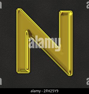 Quadratische Grafik mit dem goldenen Großbuchstaben N für A Großbuchstaben Stockfoto