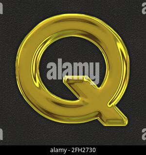 Quadratische Grafik mit dem goldenen Großbuchstaben Q für A Großbuchstaben Stockfoto