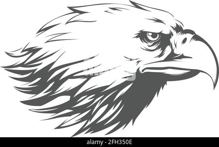 Eagle Falcon Hawk Head Profil Seitenansicht Silhouette Schwarz Illustration Stock Vektor