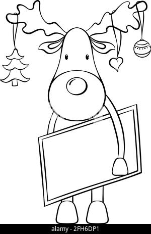 Niedlicher Weihnachtshirsch mit Postkarte Stock Vektor