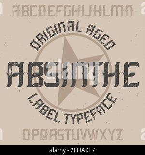 Absinth Label Schrift und Muster Label Design mit Dekoration. Handgefertigte Schrift, gut zu verwenden in jedem Vintage-Stil Etiketten. Stock Vektor