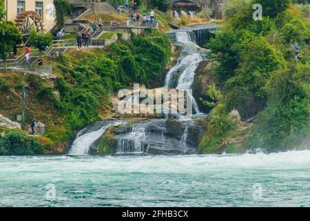 Nahaufnahme der Rheinfälle, Schweiz Stockfoto