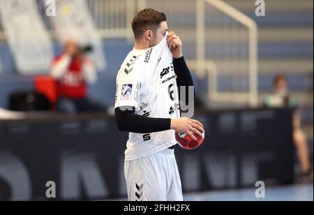 Eat, Deutschland. 25. Apr 2021. firo: 25.04.2021, Handball, Liqui Moly Bundesliga, HBL, Saison 2020/2021 TUSEM Essen - Holstein Kiel Harald Reinkind Quelle: dpa/Alamy Live News Stockfoto