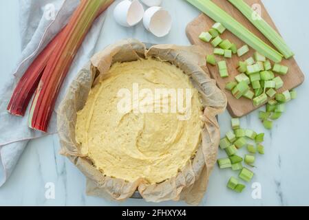 Rhabarber-Kuchen Stockfoto