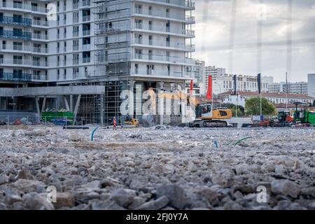 Baustelle in der Stadt - Immobilien-Projekt Stockfoto