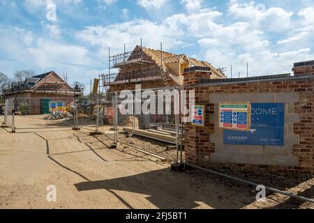 Avocet Drive ist ein Neubau von sechs Einfamilienhäusern am Stadtrand von Snettisham in Norfolk. Stockfoto