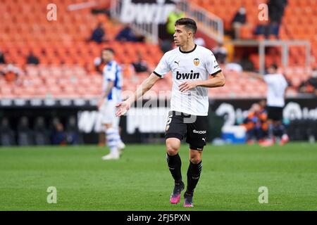 Gabriel Paulista von Valencia CF während des Fußballspiels der spanischen Meisterschaft La Liga zwischen Valencia CF und Alaves am 24. April 2021 im Estadio de Mestalla in Valencia, Spanien - Foto Maria Jose Segovia / Spanien DPPI / DPPI / LiveMedia Stockfoto