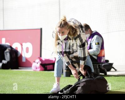 München, Deutschland. April 2021. Giulia Gwinn (7 FC Bayern München) beim UEFA Womens Champions League-Spiel zwischen dem FC Bayern München und dem FC Chelsea in München, FC Bayern Campus, Deutschland. Kredit: SPP Sport Pressefoto. /Alamy Live News Stockfoto