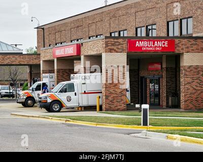 Eingang des Notarztwagens im Außenbereich des Krankenhauses, Montgomery Alabama USA. Stockfoto