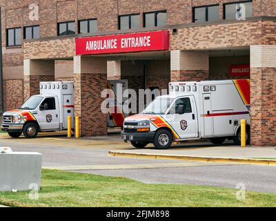 Eingang des Notarztwagens im Außenbereich des Krankenhauses, Montgomery Alabama USA. Stockfoto