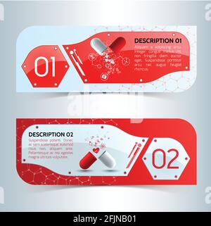 Medizinisches Banner-Set. Designkonzept. Designkonzept. Vektorgrafik, eps 10, enthält Transparentfolien. Stock Vektor