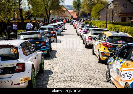 Zagreb, Kroatien. April 2021. Ambiance Parc fermé während der Rallye Kroatien 2021, 3. Runde der 2021 FIA WRC, FIA Rallye-Weltmeisterschaft, vom 22. Bis 25. April 2021 in Zagreb, Kroatien - Foto Bastien Roux / DPPI Credit: DPPI Media/Alamy Live News Stockfoto