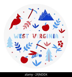 USA Kollektion. Vektor-Illustration von West Virginia Thema. Zustandssymbole Stock Vektor