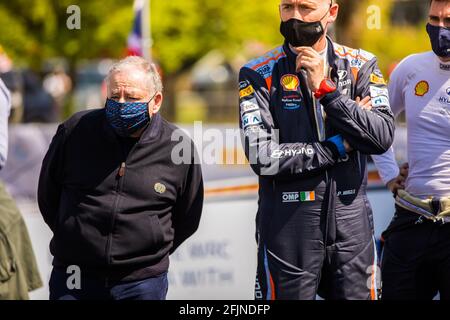 Zagreb, Kroatien. April 2021. Todt Jean (Fra) Porträt des FIA-Präsidenten während der Rallye Kroatien 2021, 3. Runde der FIA WRC 2021, FIA-Rallye-Weltmeisterschaft im Auto, vom 22. Bis 25. April 2021 in Zagreb, Kroatien - Foto Bastien Roux / DPPI Credit: DPPI Media/Alamy Live News Stockfoto