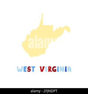 USA Kollektion. Karte von West Virginia - gelbe Silhouette Stock Vektor
