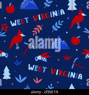 USA Kollektion. Vektor-Illustration von West Virginia Saum. Zustandssymbole Stock Vektor