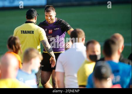 Newcastle, Großbritannien. März 2021. NEWCASTLE UPON TYNE, GROSSBRITANNIEN. 25. APRIL Alle lächeln von Ted Chapelhow von Newcastle Thunder, nachdem seine Seite Sheffield Eagles am Sonntag, den 25. April 2021, im BETFRED Championship-Spiel zwischen Newcastle Thunder und Sheffield Eagles im Kingston Park, Newcastle, um 24-16 geschlagen hatte. (Quelle: Chris Lishman) Quelle: MI News & Sport /Alamy Live News Stockfoto