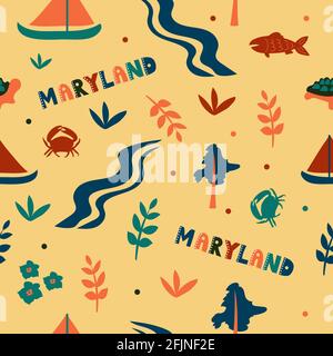 USA Kollektion. Vektor-Illustration von Maryland Thema. Zustandssymbole Stock Vektor
