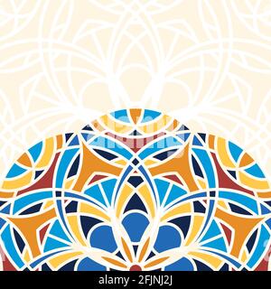 Vektor quadratischen Hintergrund mit einem Stück farbigen ethnischen Mandala Stock Vektor