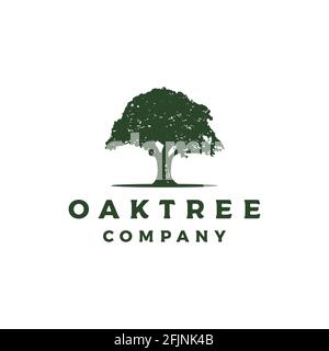 Vintage Retro Oak, Banyan, Maple Tree Service Logo Design Stock Vektor