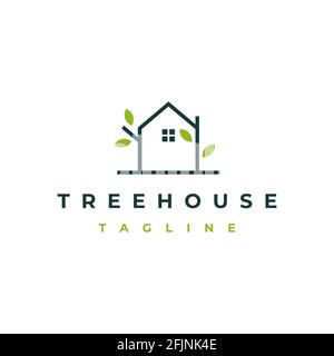 Baum und Haus Logo Design Vektor isoliert, abstrakt Baum Logo Design Stock Vektor