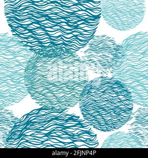 Abstrakte Hintergrundlinie blau. Nahtloses Muster aus Meer und Wellen. Vektorgrafik Stock Vektor