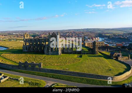 Whitby Abbey Ruinen Stockfoto