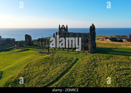 Whitby Abbey Ruinen Stockfoto