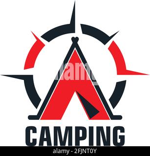 Schreiben SIE EINEN Campingkompass Logo Symbol Vektor Konzept Grafik-Design Stock Vektor