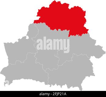 Vitebsk Region isoliert auf Weißrussland Karte. Hintergründe und Hintergrundbilder. Stock Vektor