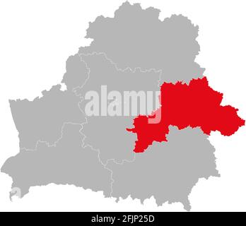 Mahilyow Provinz isoliert auf Weißrussland Karte. Hintergründe und Hintergrundbilder. Stock Vektor