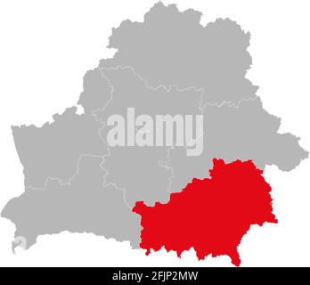 Provinz Homyel isoliert auf Weißrussland Karte. Hintergründe und Hintergrundbilder. Stock Vektor