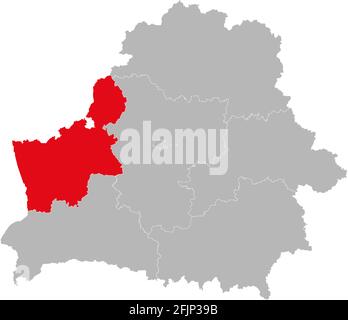 Provinz Grodno isoliert auf Weißrussland Karte. Hintergründe und Hintergrundbilder. Stock Vektor