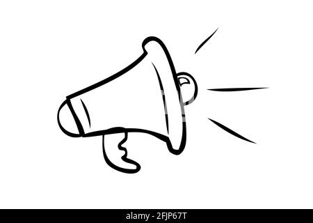Vektor-Handzeichnung Skizzenschild, Bullhorn, isoliert auf Weiß Stock Vektor