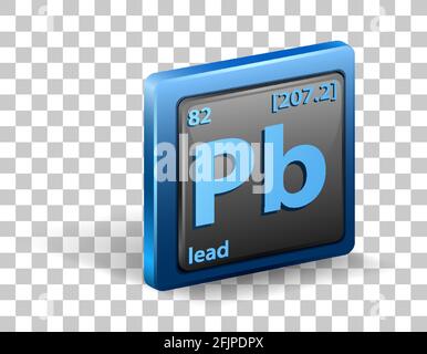 Bleichemisches Element. Chemisches Symbol mit Ordnungszahl und atomarer Masse. Abbildung Stock Vektor