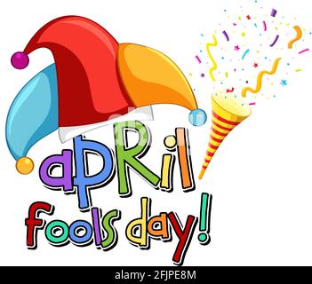 April Fool's Day Schriftlogo mit Jester Hut Illustration Stock Vektor