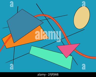 1980er und 1990er inspiriert geometrische abstrakte digitale Malerei. Stockfoto