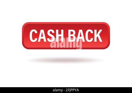 Cash Back Red 3d realistischer quadratischer Tastenvektor für Grafikdesign, Logo, Website, Social Media, mobile App, ui-Abbildung Stock Vektor