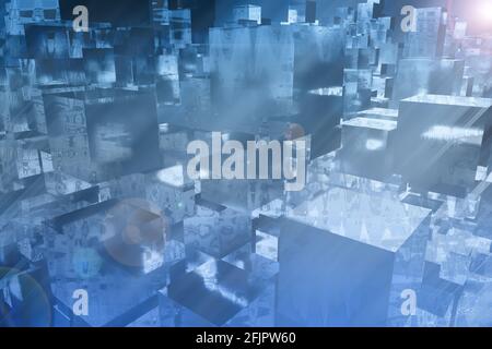 Ein abstraktes Glitch Art Block Form Muster Hintergrundbild. Stockfoto