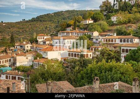 Alte Häuser im historischen Dorf Sirince in der Region Izmir, Türkei Stockfoto