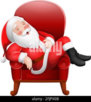 Cartoon Weihnachtsmann schläft auf Sessel Stock Vektor