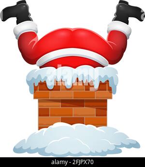 Cartoon Santa Claus in den Kamin stecken Stock Vektor